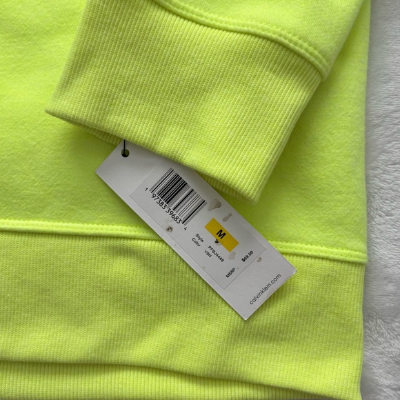 CALVIN KLEIN Performance Long Sleeve Neon Yellow Zip-Front Hoodie--M - Picture 8 of 16